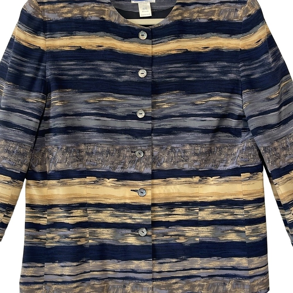 Pendleton Silk Abstract Stripe Button Front Blaze… - image 4
